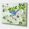 Designart - Little Blue Bird Sitting On A Branch of White Rose - Traditional Canvas Wall Art Print